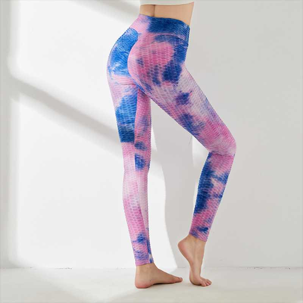 

yoga outfits jacquard jogging tie and dye pants gym sport tights women booty scrunch bufitness athletic push up leggings, White;red