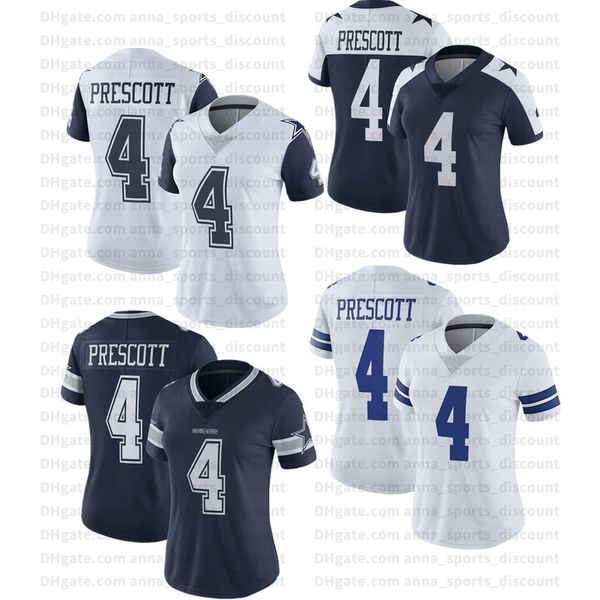 

2020 american football team women's jersey cowboys women #4 prescott customized series lightweight wearable comfortable sports t-shirt, Black;gray