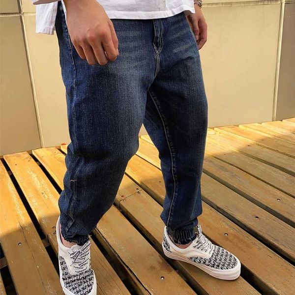 

fashion trendy harem jeans men casual denim pants blue loose baggy jeans trousers joggers pants man clothing