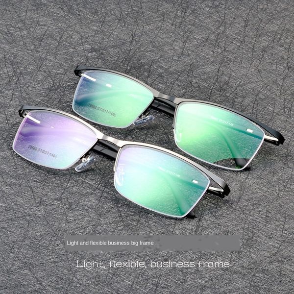 

imitation of myopia the same style of porsche eyebrow high-end business men's glasses metal half-frame myopia glasses frame 8862, Silver