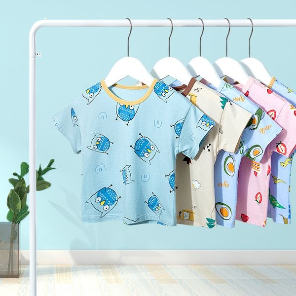 

2020 new baby clothing children's children's short sleeve t-shirt cartoon summer wear boy's women's wear t-shirt, Blue