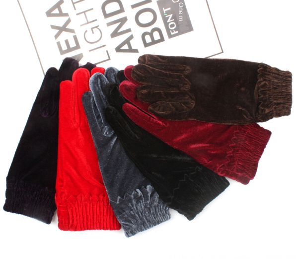 

gold handmadewarm handmade velvet elastic luokou gloves multi-color women's fashion etiquette cycling cold-proof season warm handmade