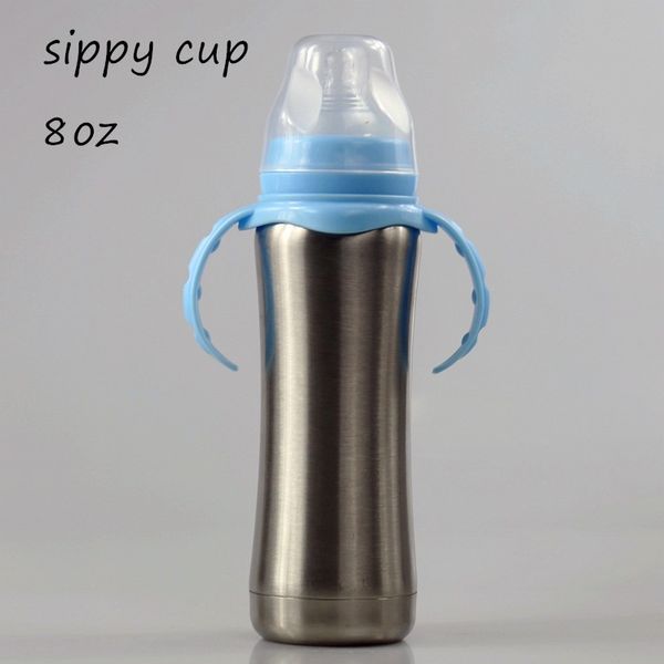 8oz Sippy Kupası Kol Biberon Çocuk Tumbler Paslanmaz Çelik Süt Şişeleri Çift Duvar Anne sütü Biberon Ücretsiz Kargo ile