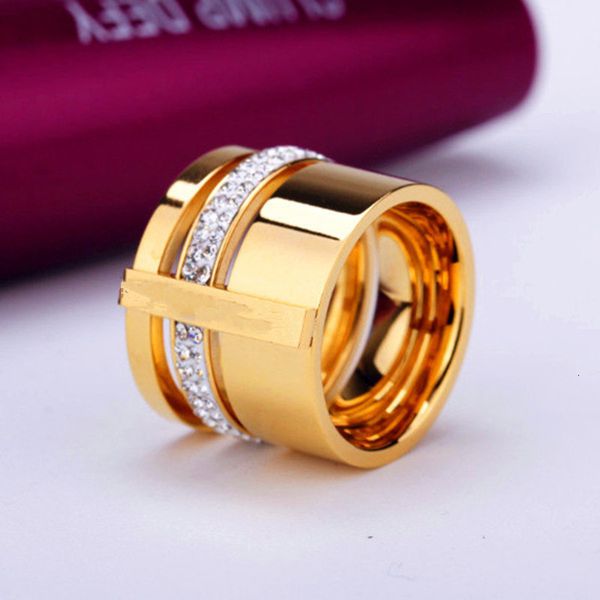 

accessories titanium steel jewelry wholesale three width mud drilling 18 k rose gold ring for men and women, Silver