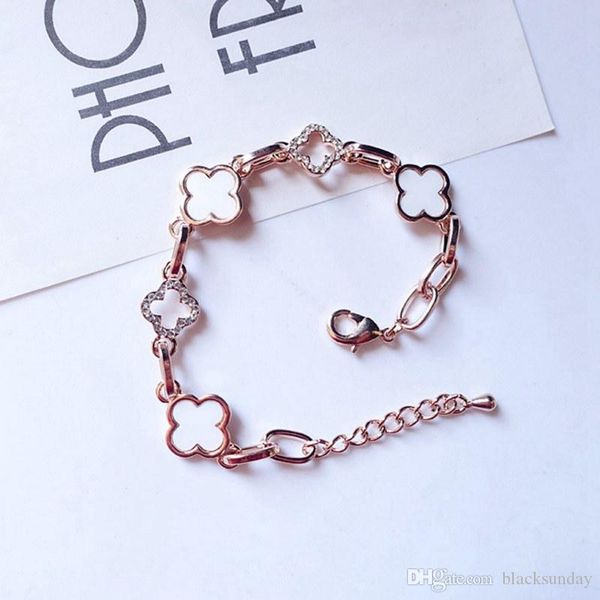 

four leaf clover lucky bracelets fashion charm bracelets diamond-encrusted jewelry beaded with exquisite box popular with the girls like, Golden;silver