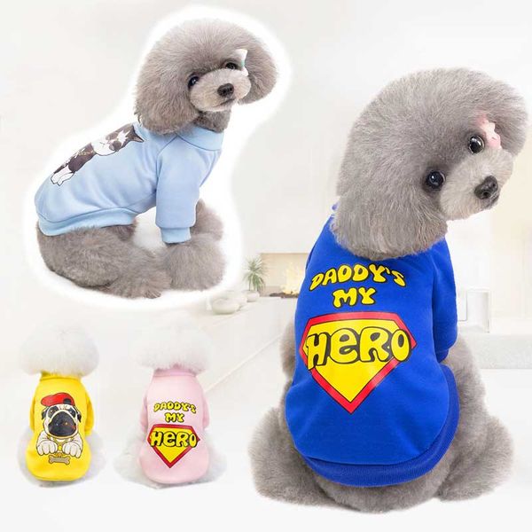 

daddy my hero dog coat two leg dog t shirts puppy coat dog apparel pet supplies autumn clothes dropship blue pink 360066