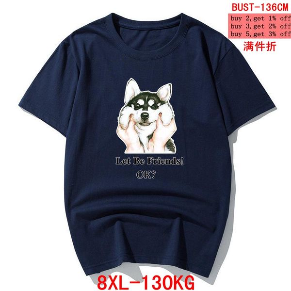 

men's summer funny t-shirt husky dog inspiration large size 6xl 7xl 8xl short sleeve hipster animal creative tshirt blue, White;black