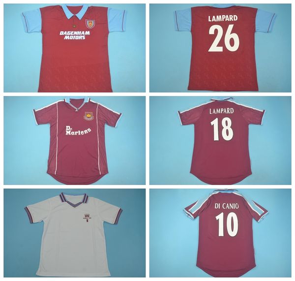 

1995 1980 1999 2001 west 100th vintage ham lampard retro soccer jersey 10 di canio 28 bilic dicks cottee ferdinand football shirt kits, Black;yellow