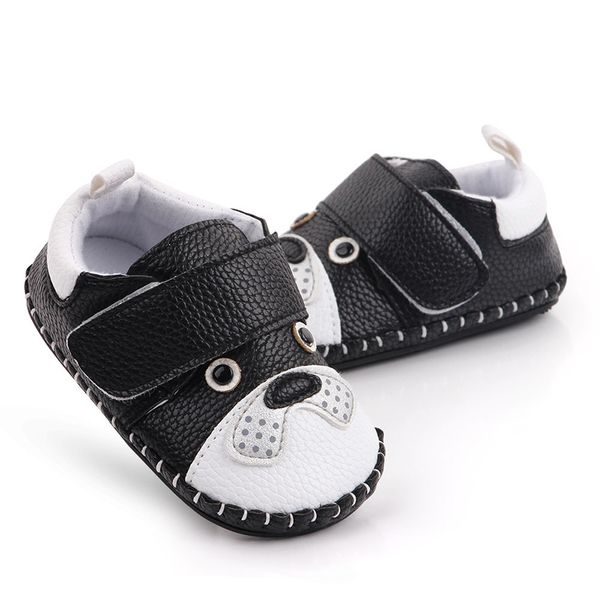 

0-18 Months Cartoon animal dog baby girl leather shoes girl Rubber Slip-On Round Toe Embossed Leather PU toddler boy shoes