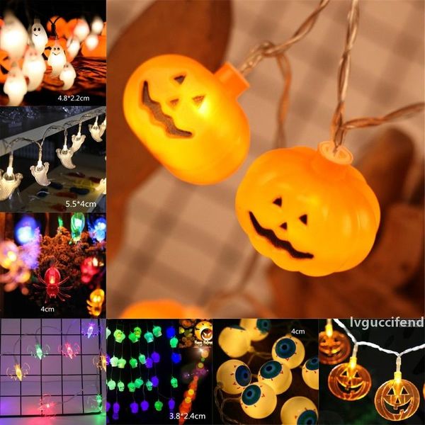 

10 led hanging halloween decor pumpkins/ghost/spider/skull led string lights lanterns lamp for diy home outdoor party supplies
