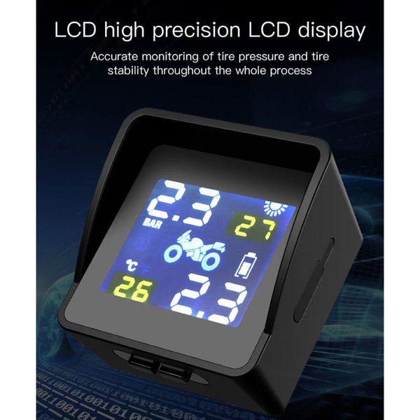 

motorcycle tpms tire pressure monitoring system solar motorbike monitor external