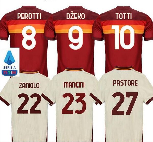 

20 21 roma футбол трикотажной домой away totti перотти~d 2020 2021 рим малия майо-де-футовые mancini колары джеко мужчин дети женщины майки, Black;yellow