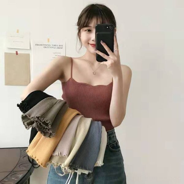 

hlz6l knitted camisole sling female 2020 new korean style short slim fit bottoming knitted camisole vest sling vest female 2020 new kore, Camo
