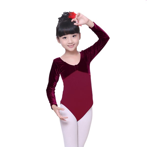 

children's dance clothing autumn and winter practice dance clothes long-sleeved gold velvet suits thickening performance, Black;red
