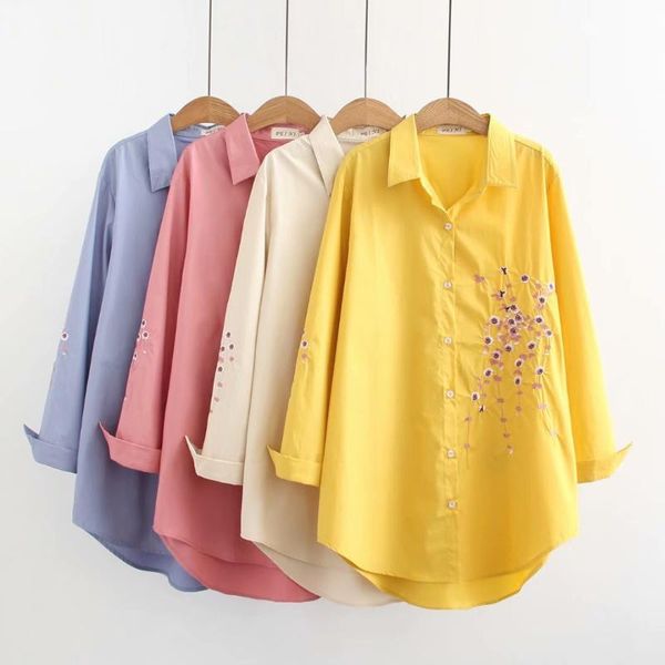 

women's blouses & shirts plus size spring shirt oversize big long women ladies style clothing full sleeve, White