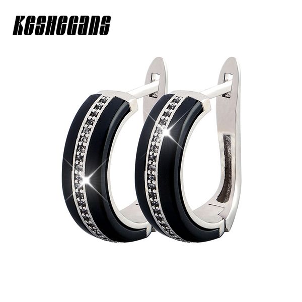 

new ceramic round stud earring with cz fashion black white crystal earrings for women gift nickel wholesale, Golden;silver