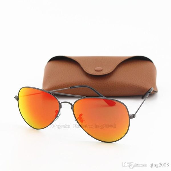 

10pcs fashion txrppr women grey frame red mirror lens men sun glasses uv protection pilot sunglasses with brown box, White;black