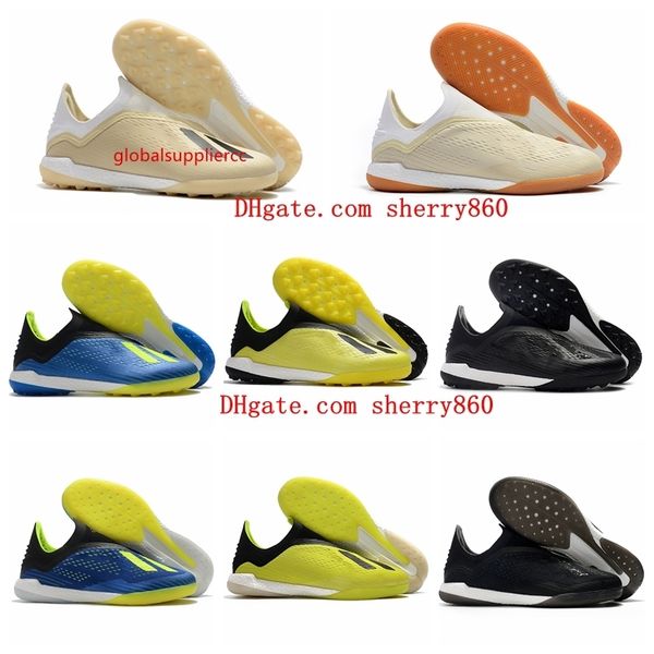 

2019 mens soccer shoes x tango 18+in ic tf turf indoor soccer cleats x 18 football boots scarpe da calcio, Black;green