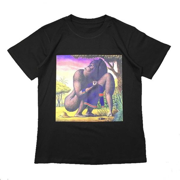 

street fashion mens t shirt 2020 gorilla pattern tennis short sleeves t shirts men and women stylist hip hop tee, White;black