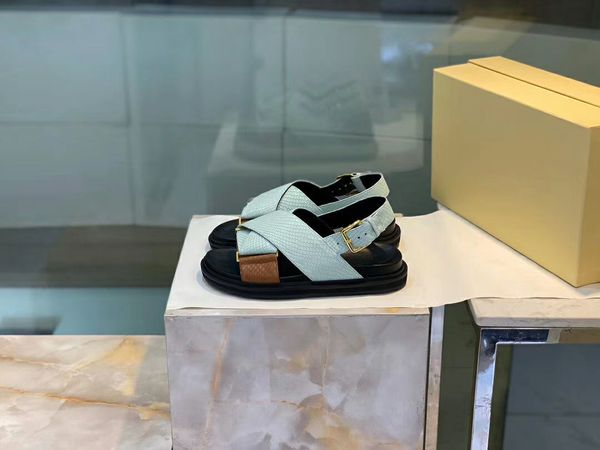 

2020040601y 40 genuine leather calf cross sling back platfrom flat sandals boyish blue white yellow black navy pink