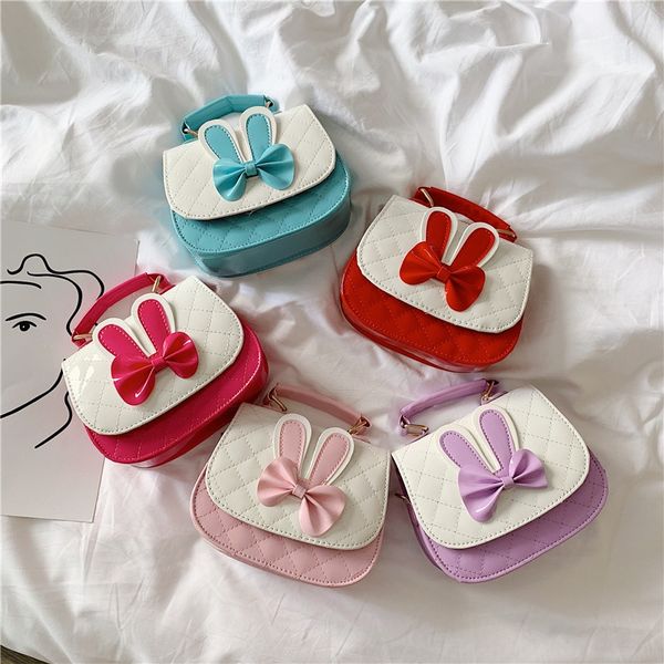 

new bow bunny hand korean style princess children slanting bag girl small handbag satchel butterfly satchel satchel