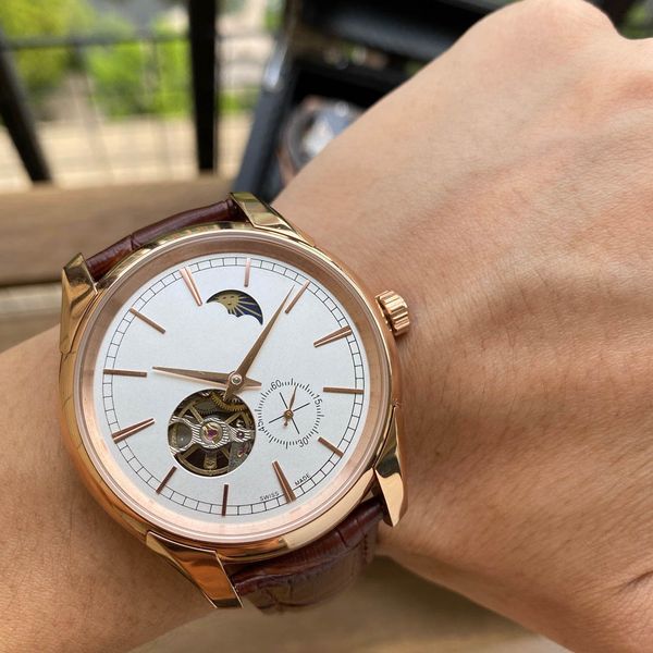 

2020 new fashion business men's large dial 40 mm automatic mechanical ceramic ring stainless steel watch with waterproof luminous men&#, Slivery;brown