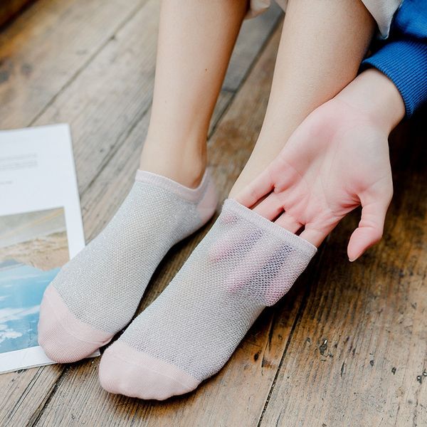 

женские летние тонкие полые дышащая сетка невидимый неглубоко невидимый лодка носки wazi женская лодка носки носки, Pink;yellow