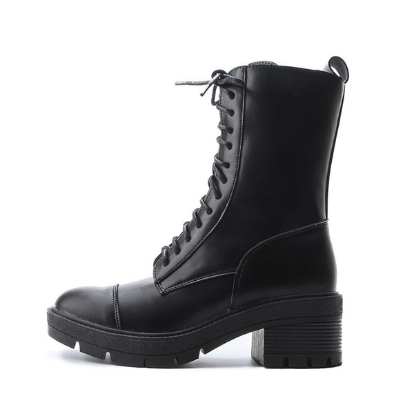 

black thick-soled short boots women short boots white crystal bottom spring thin mid-tube daily