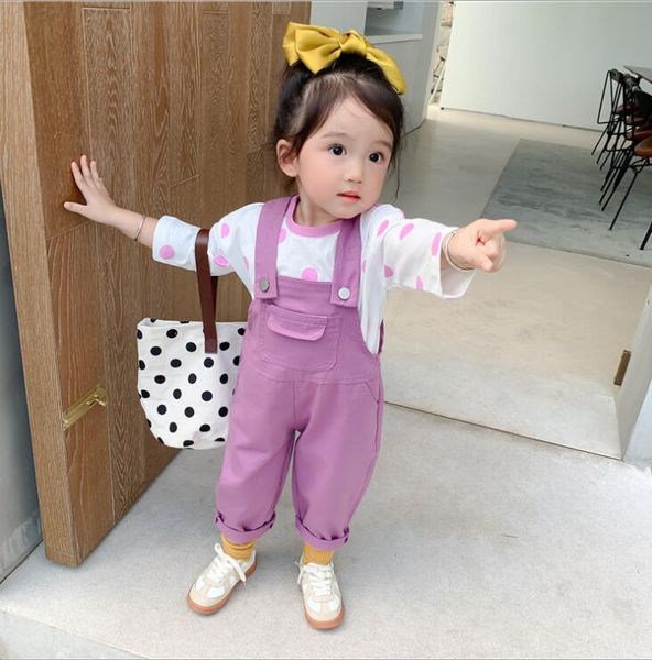 

2020 new girls boys overalls autumn cotton fashion kids pants 1-6t qw208, Blue