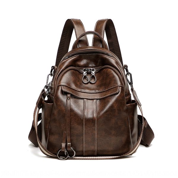 

small women's 2020 new all-match women's bag real leather backpack fashion soft leather korean high school bag backpack
