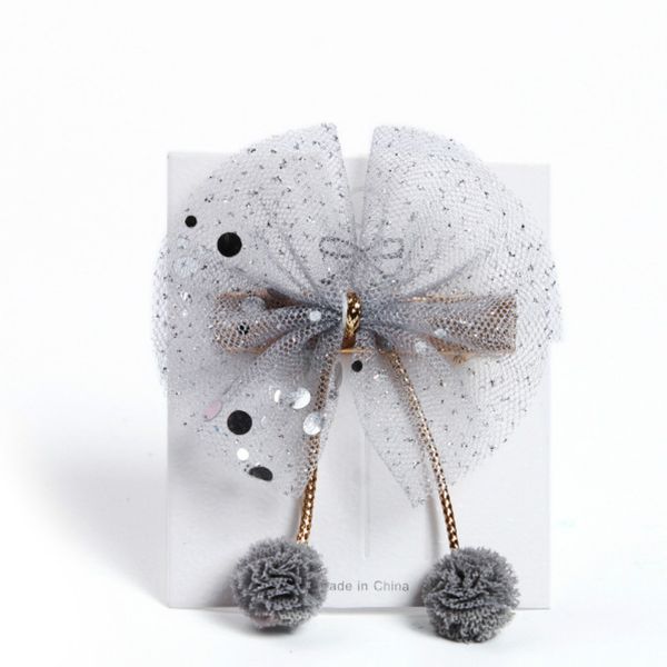 

hair accessories 0 korean-style elegant cute children's clip light yarn bow baby, Slivery;white