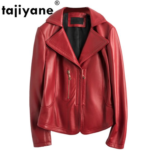 

spring autumn real genuine leather jacket women clothes 2020 sheepskin coat female jacket korean vintage short red zt3983, Black