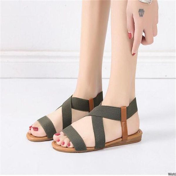 

new shoes ladies sandals ladies fashion casual flat sandals shoes solid color summer comfortable flat, Black