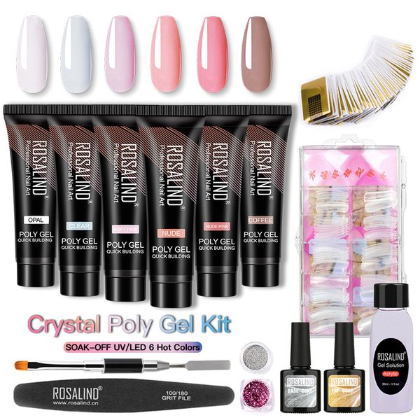 

15pcs кристалл polygel nail kit гель лак все для маникюра gel extension set 15ml poly gel nail art tool kit professional set, Red;pink