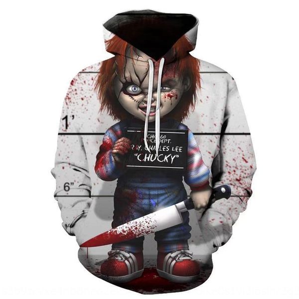 

horror movie sweater hoodie 3d digital printing hooded pullover sweater men's trendy hoodie, Black