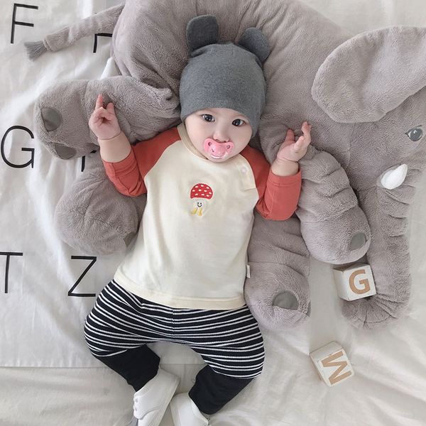 

baby t- clothing raglan sleeve t-shirt baby personality base shirt cartoon color matching infant clothing, Blue