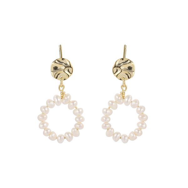 

2020 Fashion Jewelry Pearl Earrings Tiny Circle Stud 925 Silver 18K Gold Circle Pearl Earrings Woman