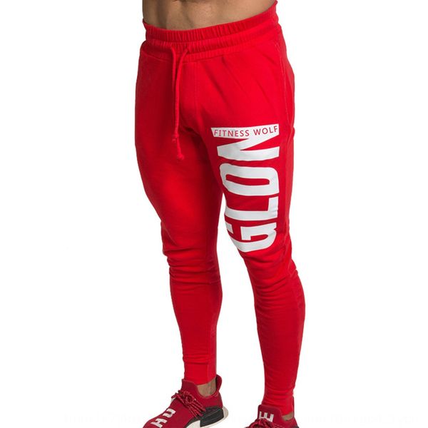 

muscle fitness brothers men's casual spring and autumn casual sports straight sweat-absorbing slim fit sports pants ankle pants, Black;red