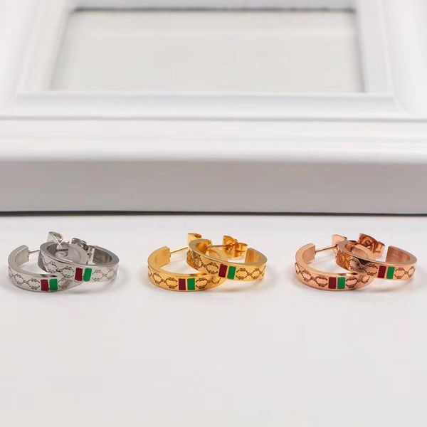 

new arrival classic design women jewelry stainless steel luxurious gold plated 3 colors stud earrings for men women wholesale, Golden;silver