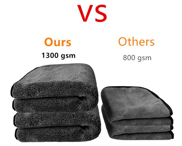 

50x50cm 1300gsm car wash towels microfiber washing cleaning cloth care polishing plush washing drying towel rags