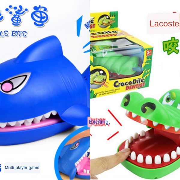 

large table game trick biting hands shark biting fingers game machine big sand fish evil dog toy novel glowing sound
