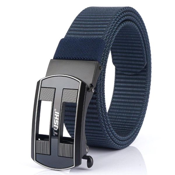 

new automatic buckle nylon men's belt youth casual canvas belt for jeans pants breathable thick adjustable male designer, Black;brown