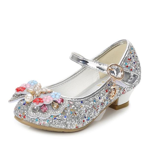 

new princess children shoes for girls pu leather bowknot high-heeled sandals girls party kids sandals dress shoes size 26-36