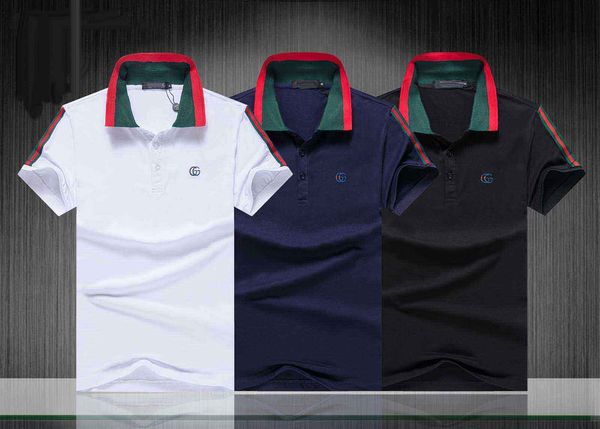 

2020 european fashion trend new products men's t-shirt designer short-sleeved medusa polo shirt high street embroidery little bee print, White;black