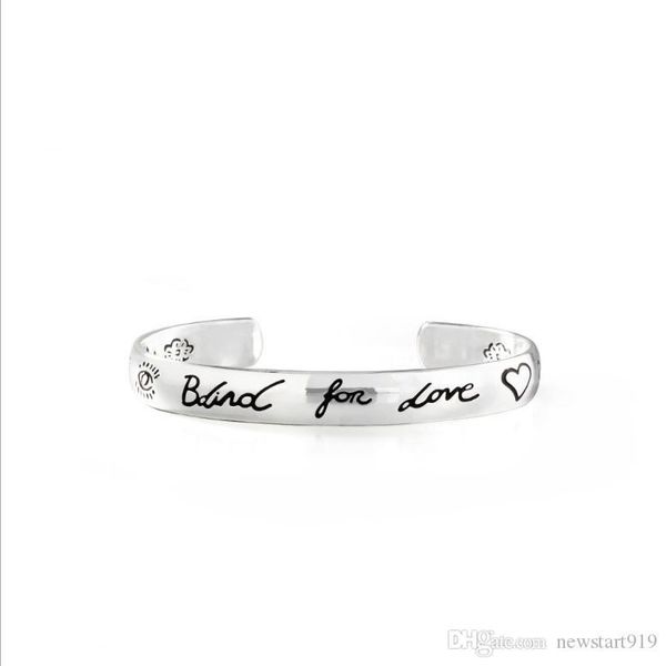 

blind for love 316l titanium steel retro couple hand decorated heart eye flower bird monogram pattern titanium steel cuff bracelet, Black