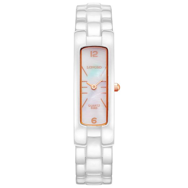 

fashion casual ceramics waterproof colorful diamond rectangle dial white shell rose gold ring luxury ms quartz watch, Slivery;brown