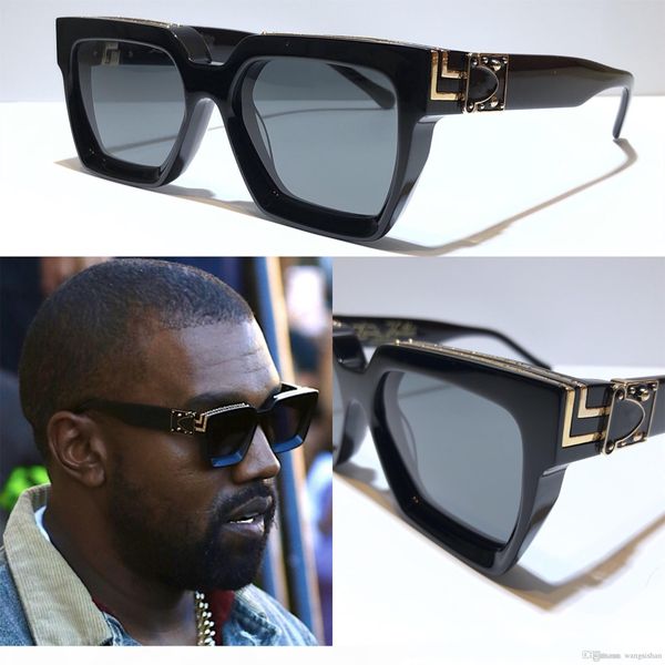 

new men designer sunglasses z1165w millionaire square frame vintage shiny gold summer uv400 lens 1165 style laser logo quality, White;black