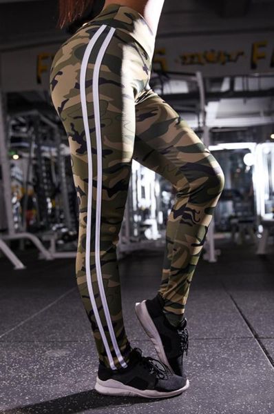 

2020 selling selling hip camouflage side ribbon high waist sports fitness trousers yoga leggings women, White;red