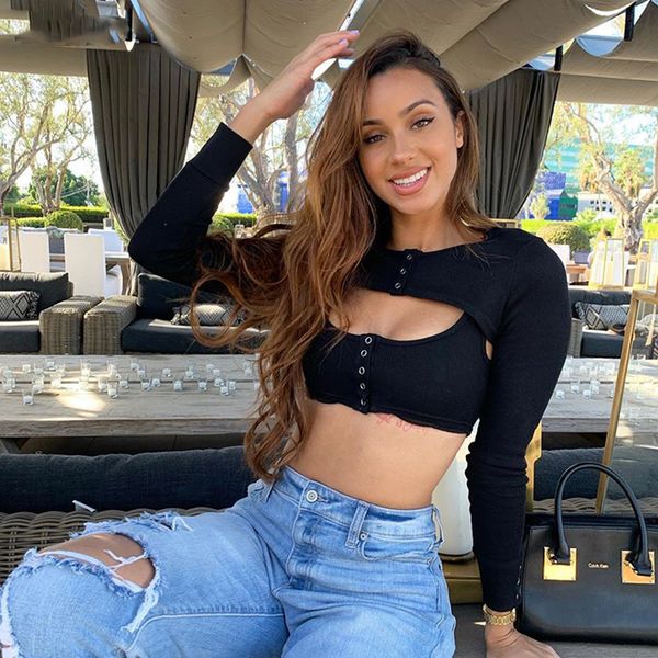 

black simple slim fit soft ribbed knitted two pieces to assemble tees crop woman casual hollow out streetwear outfit, White