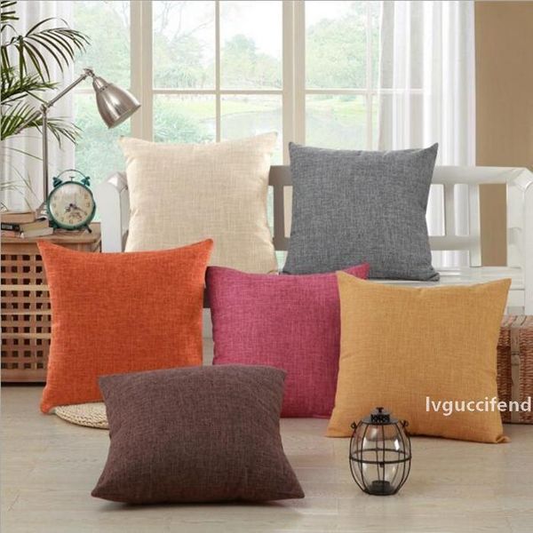 

plain candy color blank cushion cover cotton linen blank pillow case home decorative cover pillows christmas decor 12 colors yw183